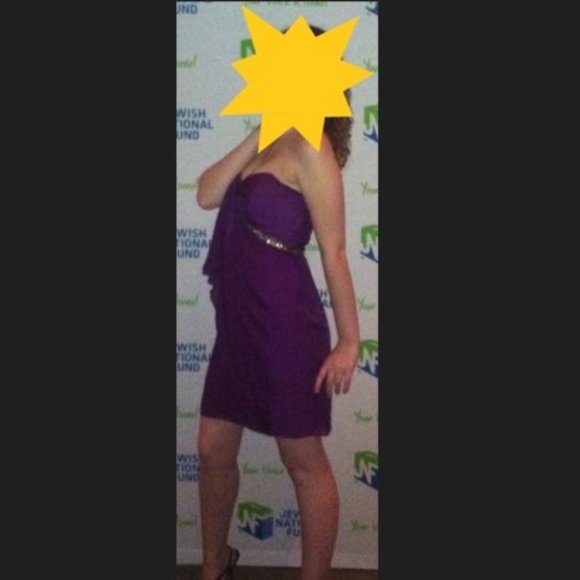 100% Silk Badgley Mischka Plum Purple Strapless Cocktail Dress Size 4 - Picture 7 of 7